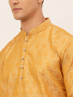 Thumbnail for Jompers Men's Silver and Golden Woven Design Kurta Pajama - Distacart