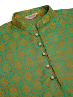 Thumbnail for Jompers Men's Green and Golden Woven Design Kurta Pajama - Distacart