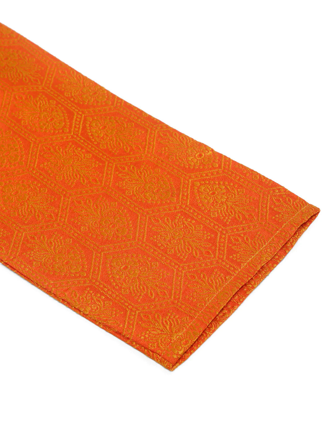 Jompers Men's Orange and Golden Woven Design Kurta Pajama - Distacart