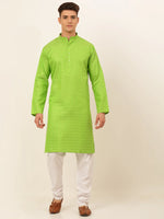 Thumbnail for Jompers Men's Green Woven Design Kurta Pajama - Distacart