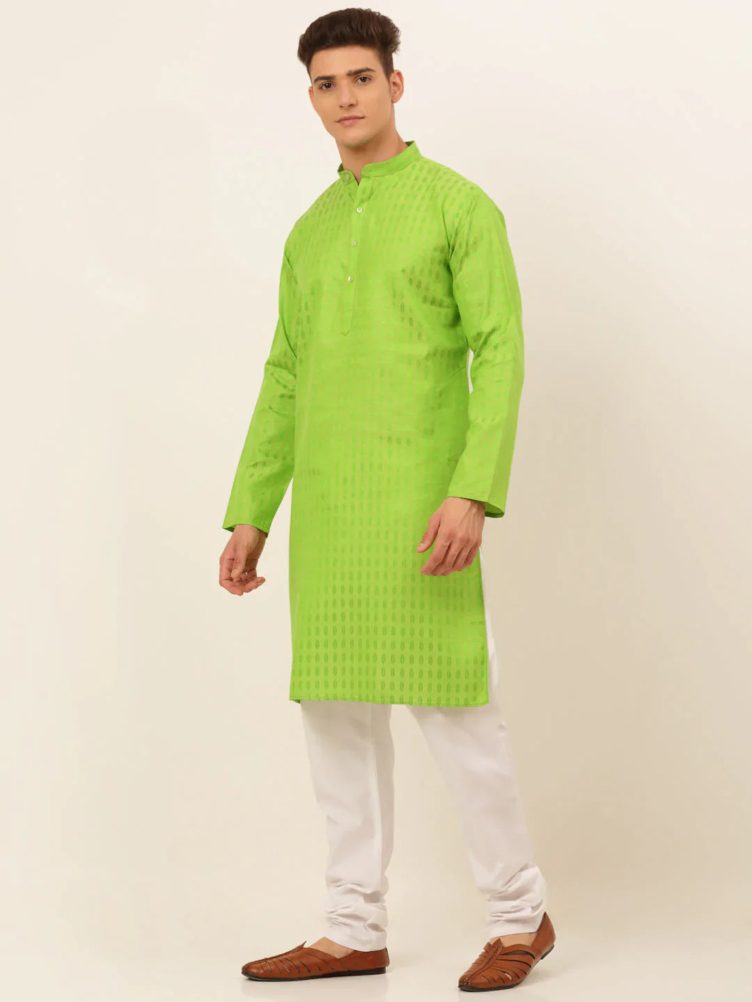 Jompers Men's Green Woven Design Kurta Pajama - Distacart