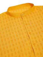 Thumbnail for Jompers Men's Mustard Woven Design Kurta Pajama - Distacart