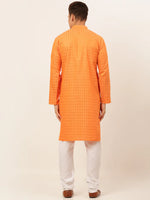 Thumbnail for Jompers Men's Orange Woven Design Kurta Pajama - Distacart