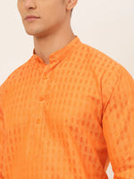 Thumbnail for Jompers Men's Orange Woven Design Kurta Pajama - Distacart