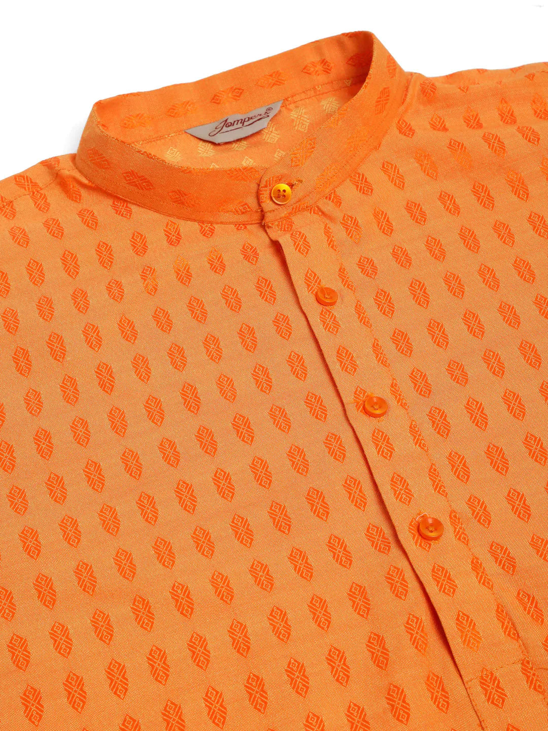 Jompers Men's Orange Woven Design Kurta Pajama - Distacart