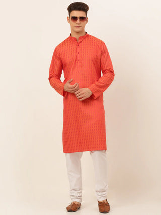 Jompers Men's Red Woven Design Kurta Pajama - Distacart