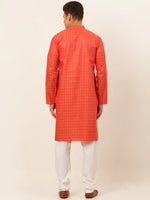 Thumbnail for Jompers Men's Red Woven Design Kurta Pajama - Distacart