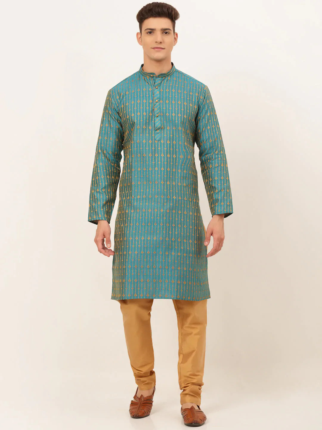 Jompers Men's Blue Embroidered Kurta Payjama Sets - Distacart
