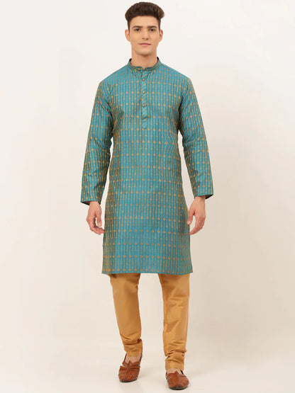 Jompers Men's Blue Embroidered Kurta Payjama Sets - Distacart