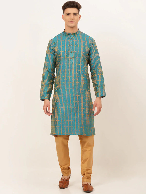 Jompers Men's Blue Embroidered Kurta Payjama Sets - Distacart