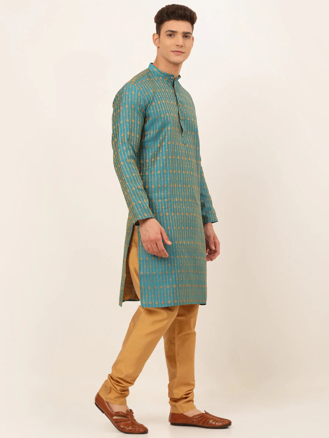 Jompers Men's Blue Embroidered Kurta Payjama Sets - Distacart