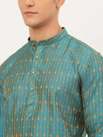 Thumbnail for Jompers Men's Blue Embroidered Kurta Payjama Sets - Distacart