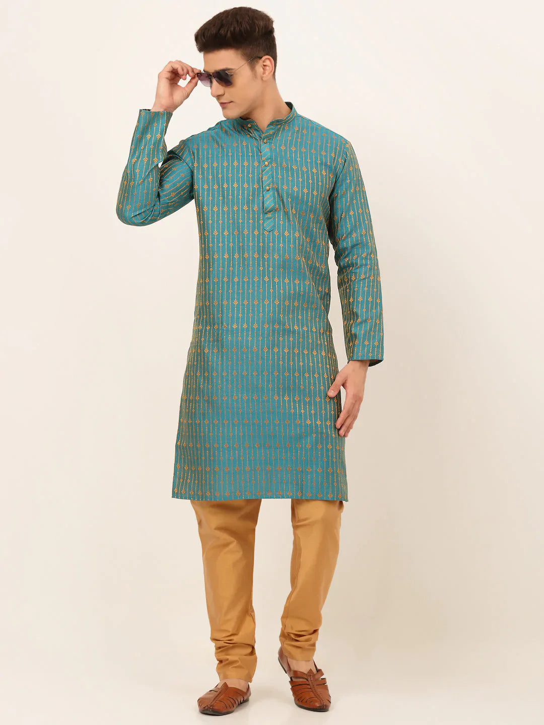Jompers Men's Blue Embroidered Kurta Payjama Sets - Distacart