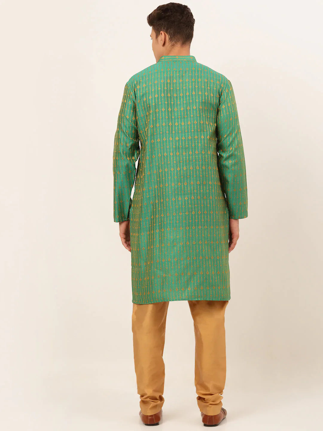 Jompers Men's Green Embroidered Kurta Payjama Sets - Distacart