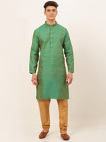 Thumbnail for Jompers Men's Green Embroidered Kurta Payjama Sets - Distacart