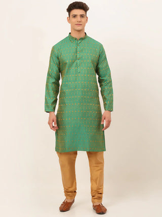 Jompers Men's Green Embroidered Kurta Payjama Sets - Distacart