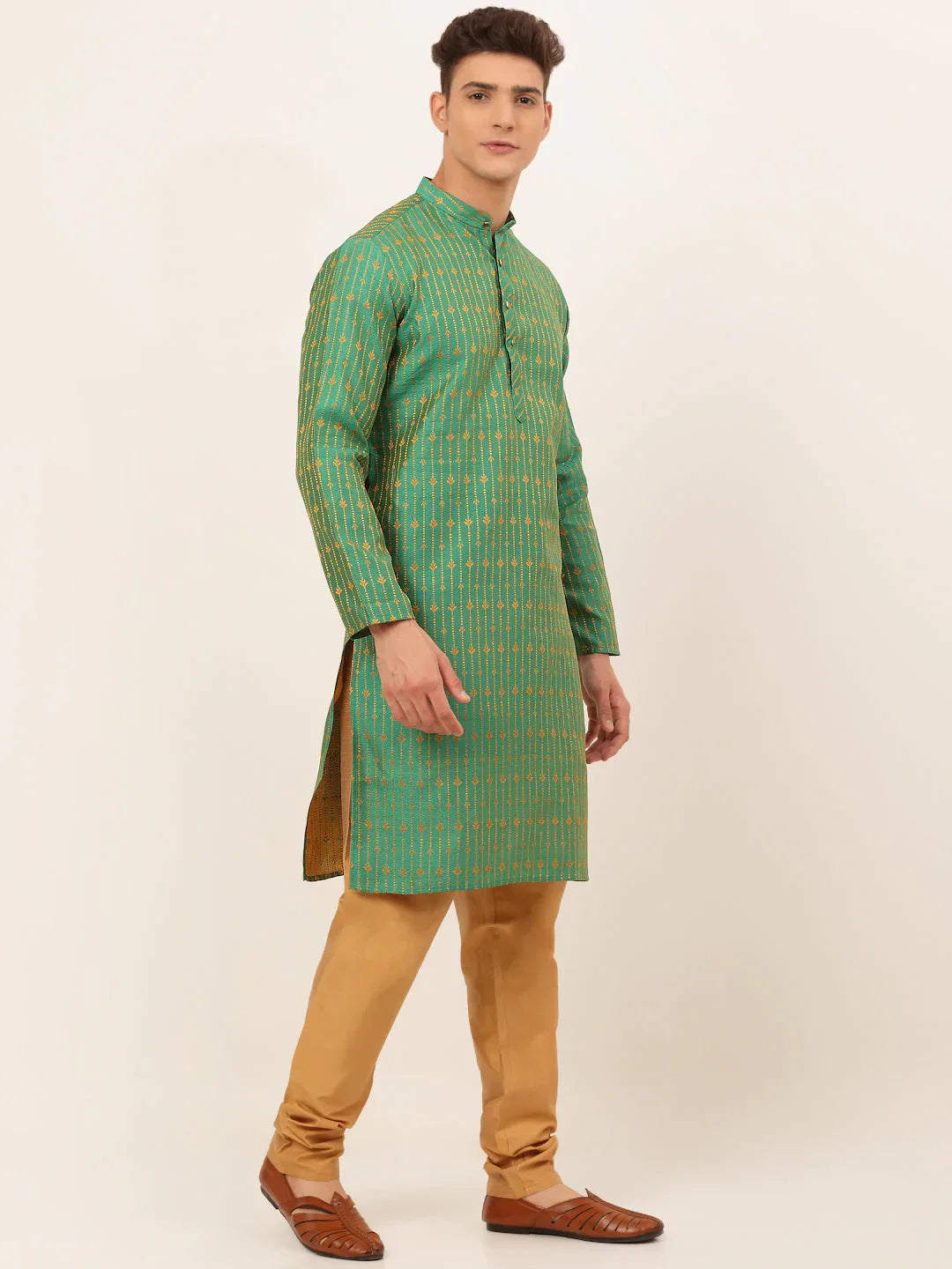 Jompers Men's Green Embroidered Kurta Payjama Sets - Distacart