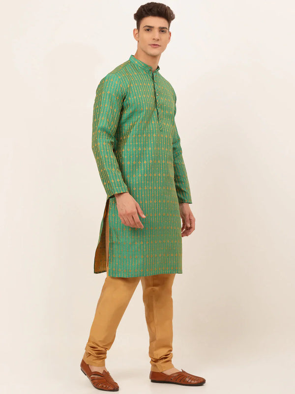 Jompers Men's Green Embroidered Kurta Payjama Sets - Distacart