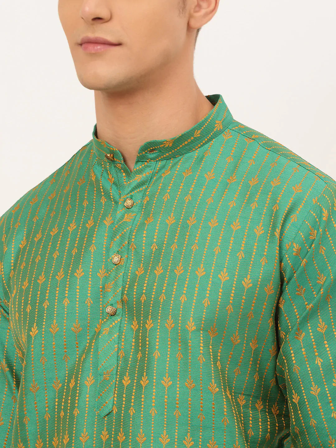 Jompers Men's Green Embroidered Kurta Payjama Sets - Distacart