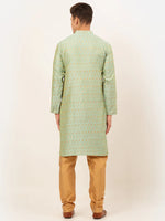 Thumbnail for Jompers Men's Lime Green Embroidered Kurta Payjama Sets - Distacart