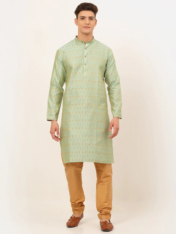 Jompers Men's Lime Green Embroidered Kurta Payjama Sets - Distacart