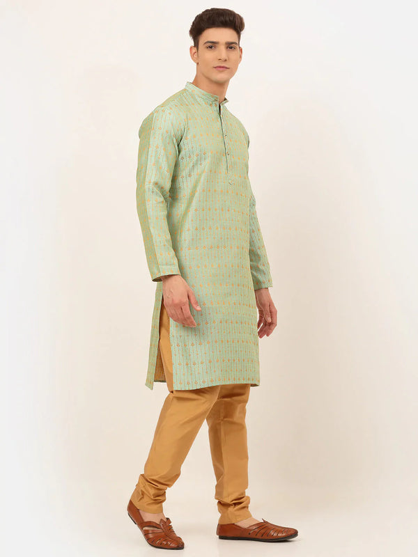 Jompers Men's Lime Green Embroidered Kurta Payjama Sets - Distacart