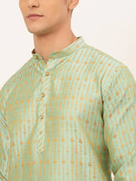 Thumbnail for Jompers Men's Lime Green Embroidered Kurta Payjama Sets - Distacart
