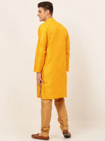 Thumbnail for Jompers Men's Mustard Embroidered Kurta Payjama Sets - Distacart