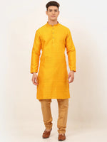 Thumbnail for Jompers Men's Mustard Embroidered Kurta Payjama Sets - Distacart