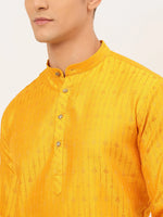 Thumbnail for Jompers Men's Mustard Embroidered Kurta Payjama Sets - Distacart