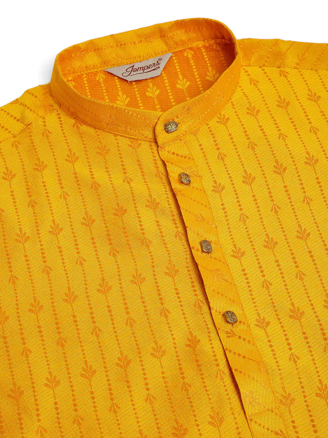 Jompers Men's Mustard Embroidered Kurta Payjama Sets - Distacart