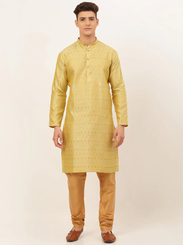 Jompers Men's Yellow Embroidered Kurta Payjama Sets - Distacart