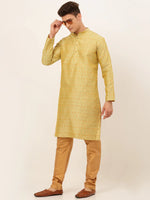 Thumbnail for Jompers Men's Yellow Embroidered Kurta Payjama Sets - Distacart