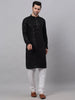 Jompers Men's Black Chikankari Embroidered and Sequence Kurta with Churidar - Distacart