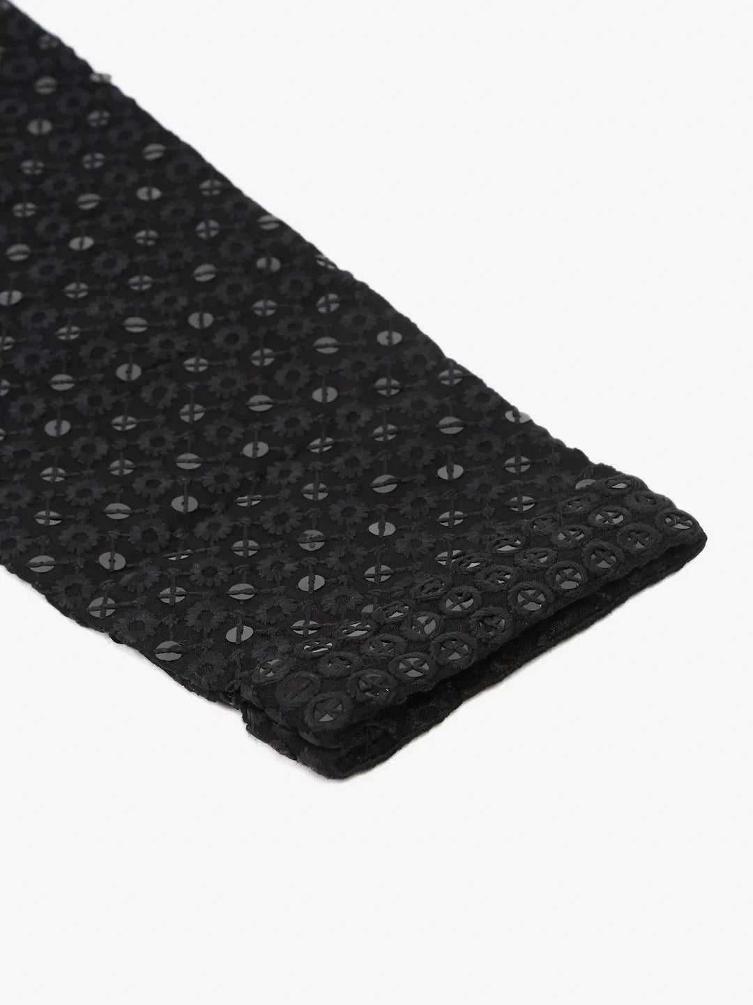 Jompers Men's Black Chikankari Embroidered and Sequence Kurta with Churidar - Distacart