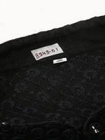 Thumbnail for Jompers Men's Black Chikankari Embroidered and Sequence Kurta with Churidar - Distacart