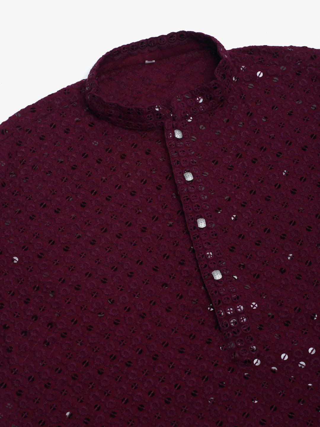 Jompers Men's Purple Chikankari Embroidered and Sequence Kurta with Churidar - Distacart