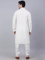 Thumbnail for Jompers Men's White Chikankari Embroidered and Sequence Kurta with Churidar - Distacart