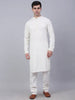 Jompers Men's White Chikankari Embroidered and Sequence Kurta with Churidar - Distacart