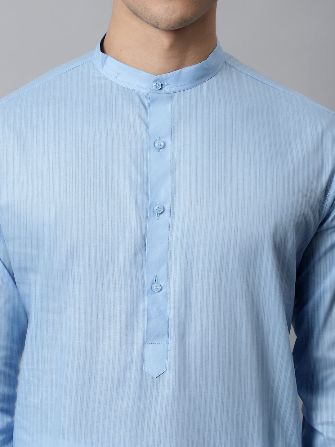 Jompers Men's Light blue Cotton Striped Kurta Payjama Sets - Distacart