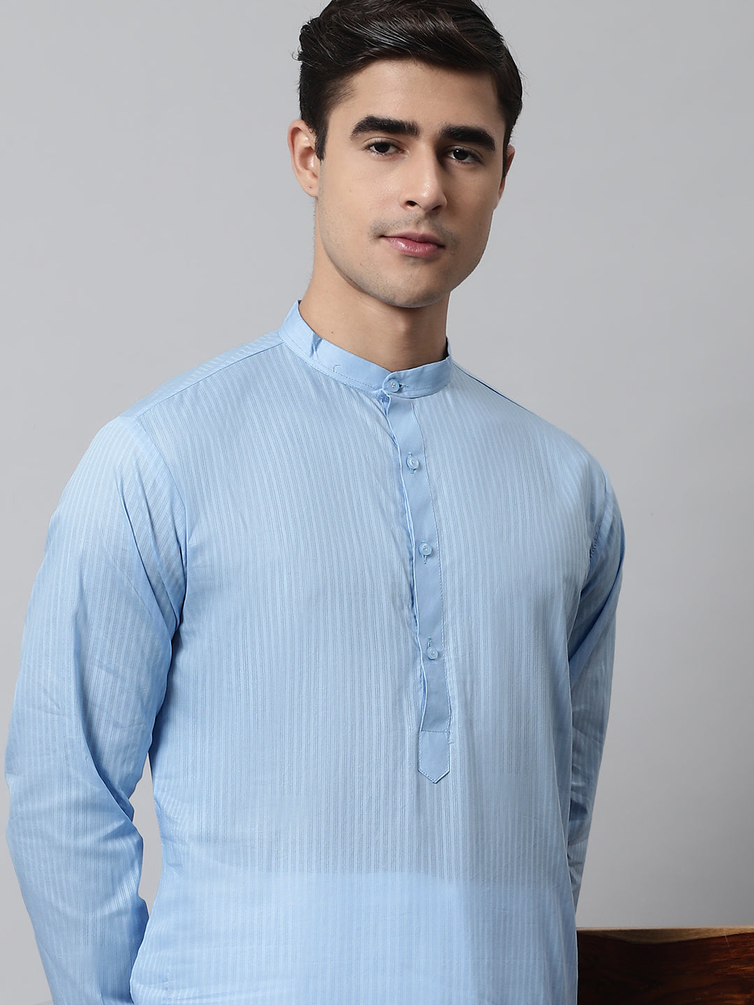 Jompers Men's Light blue Cotton Striped Kurta Payjama Sets - Distacart