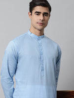 Thumbnail for Jompers Men's Light blue Cotton Striped Kurta Payjama Sets - Distacart