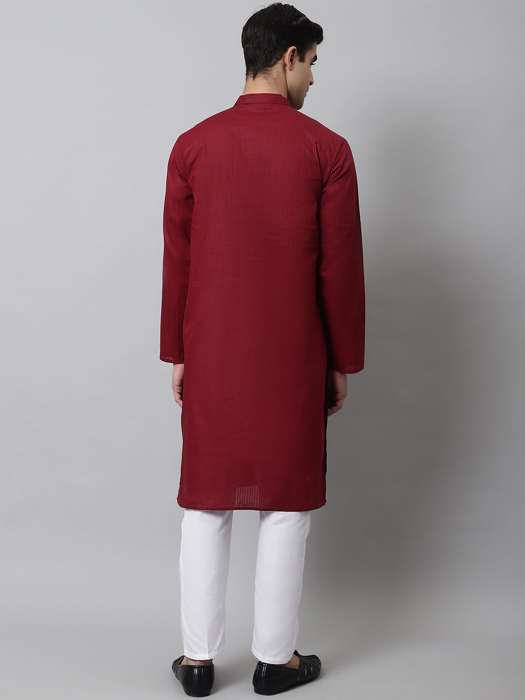 Jompers Men's Maroon Cotton Striped Kurta Payjama Sets - Distacart