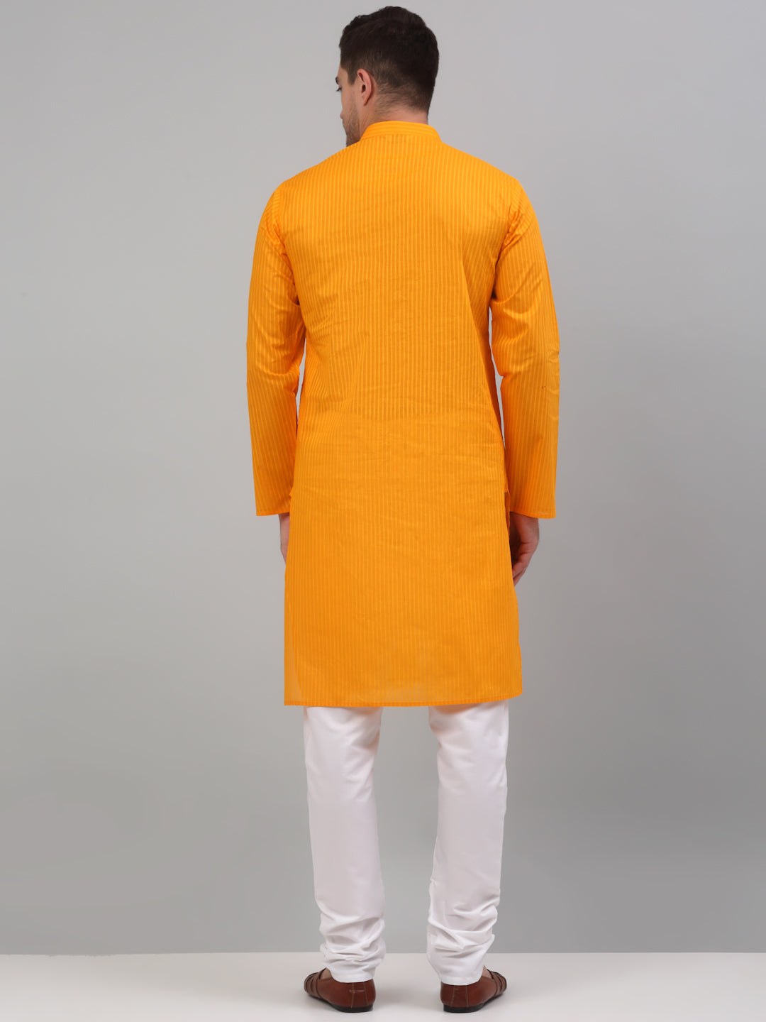 Jompers Men's Mustard Cotton Striped Kurta Payjama Sets - Distacart