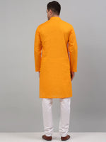 Thumbnail for Jompers Men's Mustard Cotton Striped Kurta Payjama Sets - Distacart