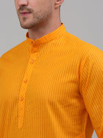 Thumbnail for Jompers Men's Mustard Cotton Striped Kurta Payjama Sets - Distacart
