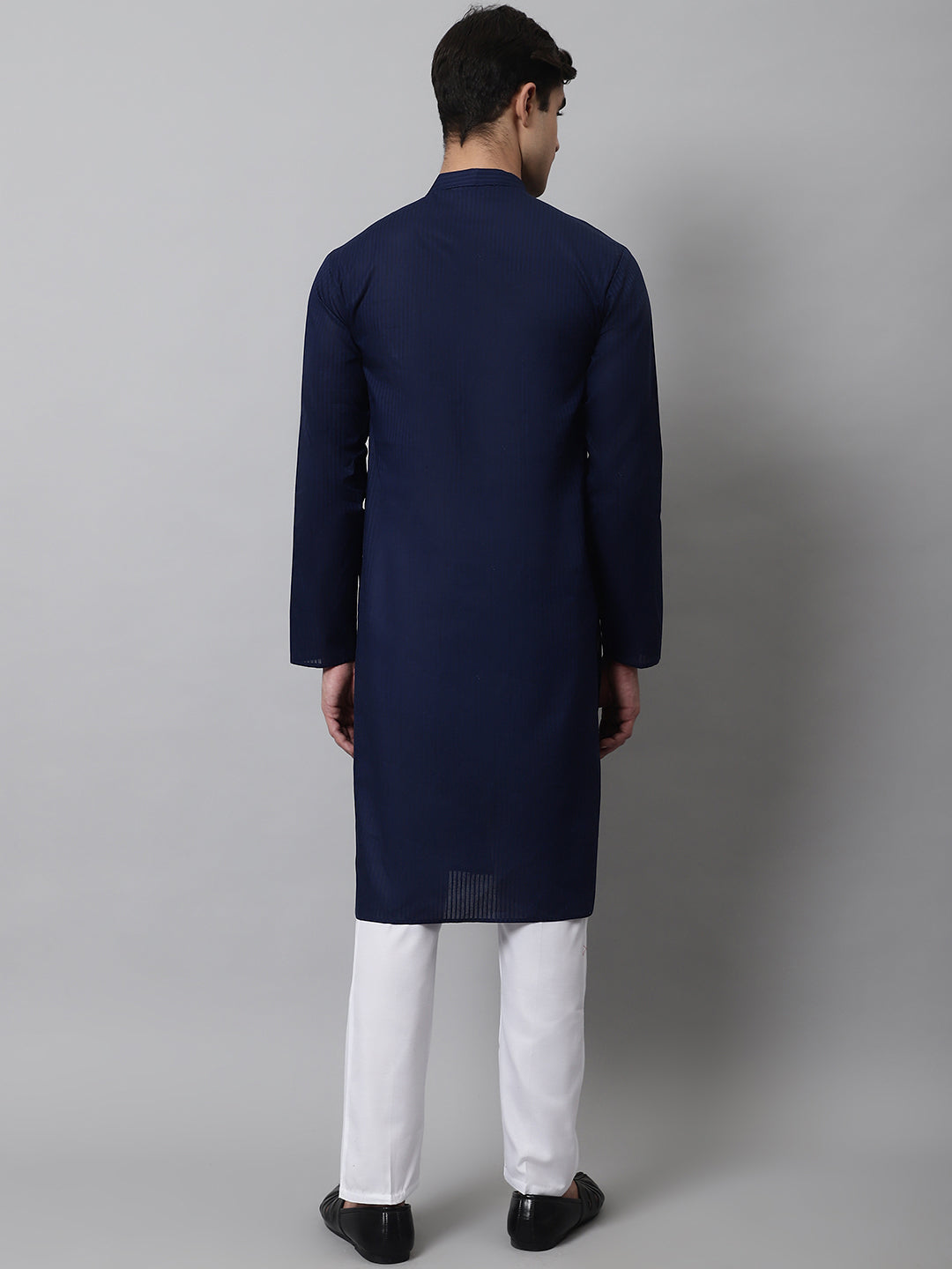 Jompers Men's Navy Blue Cotton Striped Kurta Payjama Sets - Distacart