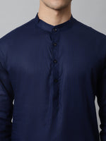 Thumbnail for Jompers Men's Navy Blue Cotton Striped Kurta Payjama Sets - Distacart
