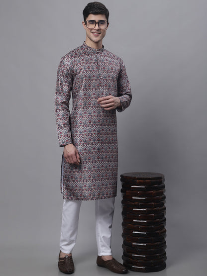 Jompers Men's Maroon Digital Printed Kurta Pyjama Set - Distacart