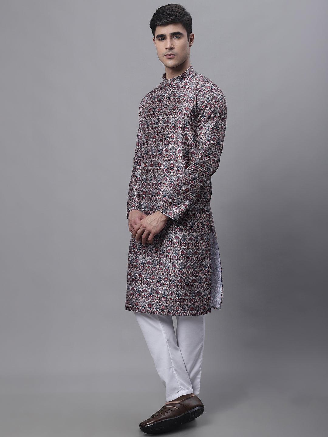 Jompers Men's Maroon Digital Printed Kurta Pyjama Set - Distacart